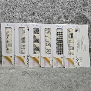 Lot Of 6 Color Street Real Nail Polish Strips White Black Graphic Prints Friends